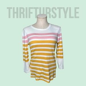 Tommy Hilfiger‎ Long Sleeve sweater Top Pink Yellow White Casual Everyday